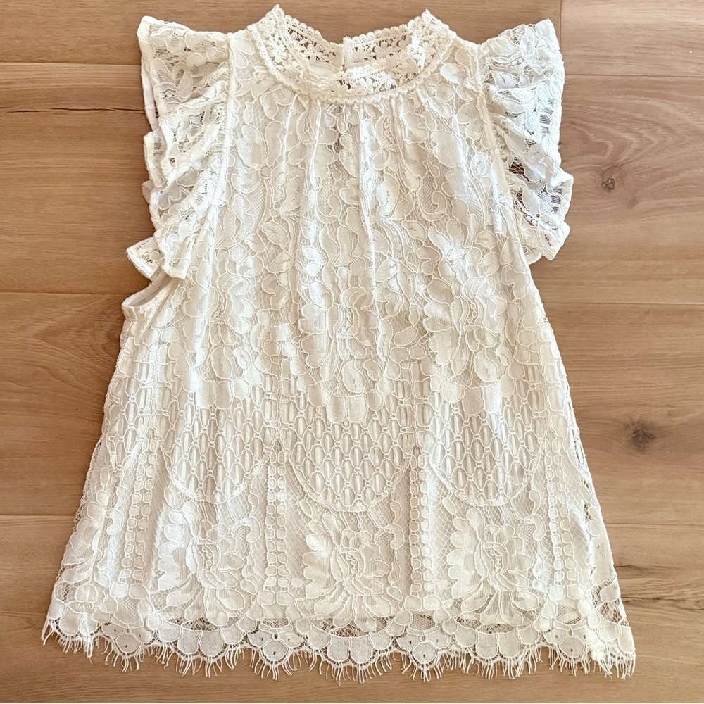 Entro Ivory Sleeveless Lace Top Size S